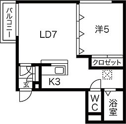 パレス154 1LDKの間取図画像