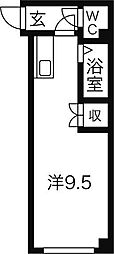 カロッツェリア菊水 ワンルームの間取図画像