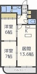 メープル月寒中央駅 2LDKの間取図画像