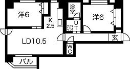 ラフィネ豊平 2LDKの間取図画像