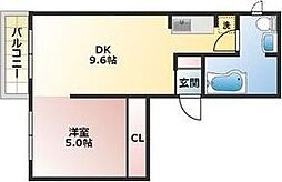 ビアン平岸 1LDKの間取図画像