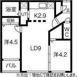フォレストヒルズB 2LDKの間取図画像