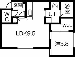 カーサAT平岸 1LDKの間取図画像