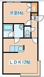 ベル-エアー山の手 1LDKの間取図画像