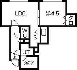 JUN2ハウス発寒 1LDKの間取図画像