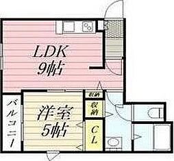 カーム19 1LDKの間取図画像
