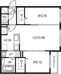 K・I・M美園 2LDKの間取図画像
