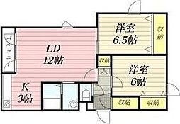 リープマインド 2LDKの間取図画像