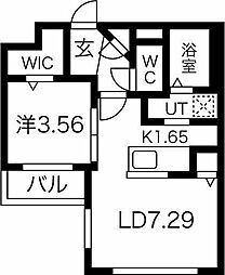 コアハート宮の沢 1LDKの間取図画像