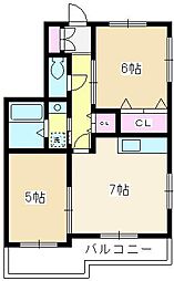 アイビーガーデン 2DKの間取図画像