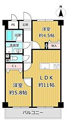 進和グレーシィハイツ平野 2LDKの間取図画像