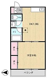 トーシンコーポ春日部 1DKの間取図画像