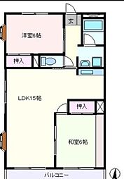 グランドール上沖2番館 2LDKの間取図画像