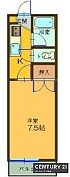 メゾントレビアン 1Kの間取図画像