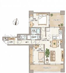 ダイアパレス神宮苑 2LDKの間取図画像