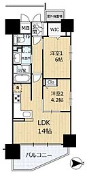 プレサンスロジェ名古屋駅ノースフロント 2LDKの間取図画像