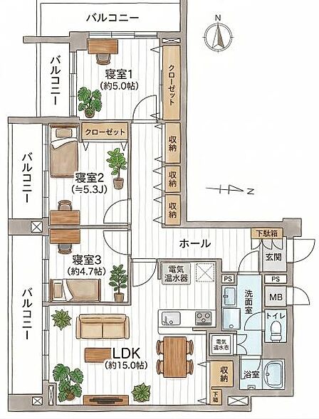 3LDK 間取り
