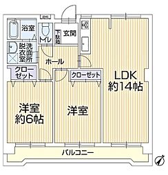 ホワイトキャッスル豊田1 2LDKの間取図画像