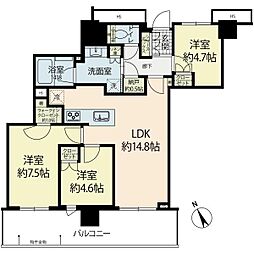 グレーシアタワーズ海老名East 3LDKの間取図画像