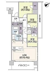 リーフィアレジデンス愛甲石田 3LDKの間取図画像