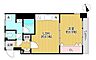間取り：【間取り】南東向きで陽当り良好な1LDK