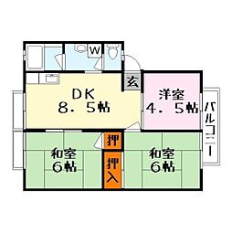 ハイツ北浦 3DKの間取図画像