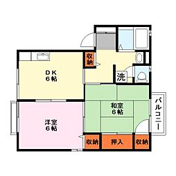 コーポ野路・6 2DKの間取図画像