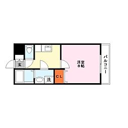 めぞん我楽舎 1Kの間取図画像