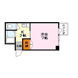 メゾンリベルテ 1Kの間取図画像