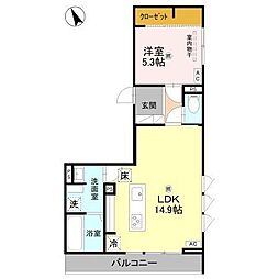 FT.Recolte(エフティーレコルト) 1LDKの間取図画像