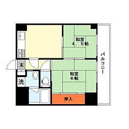 リヴァク栗東 2DKの間取図画像