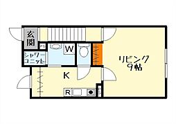 KSコーポ宇川 1Kの間取図画像