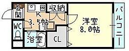 第2ハイツ高樋 1Kの間取図画像