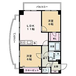 アルコ・ラ・カーサ佃町 2LDKの間取図画像