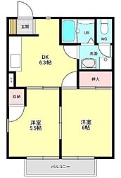 ニューシティナカムラE 2DKの間取図画像