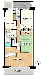 ヴィルメゾン上野芝 3LDKの間取図画像