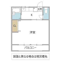コーポ82 1Kの間取図画像