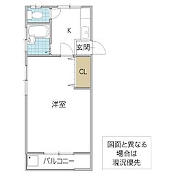 コーポ82 1Kの間取図画像