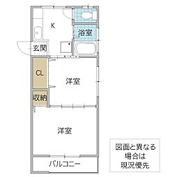 コーポ82 2Kの間取図画像