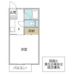 レジデンスKaito 1Kの間取図画像