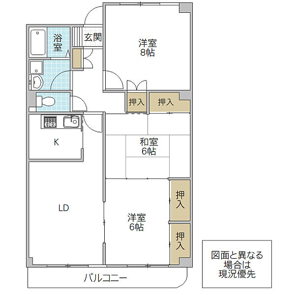 SHIRAUME TERRACE B 402号室｜茨城県水戸市白梅(賃貸マンション3LDK・4階・78.96㎡)の写真 その2
