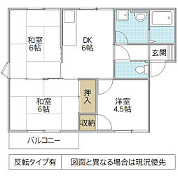 プラドール江橋 B棟 2階3DKの間取り