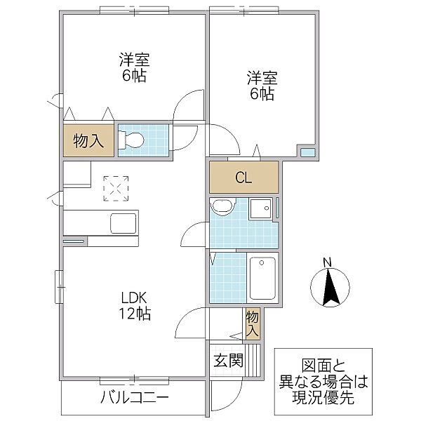 ヴェヌスト D 101号室｜茨城県水戸市姫子(賃貸アパート2LDK・1階・53.10㎡)の写真 その2