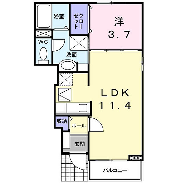 メゾン・ド・プレリー見川　A 103号室｜茨城県水戸市見川町(賃貸アパート1LDK・1階・37.13㎡)の写真 その2