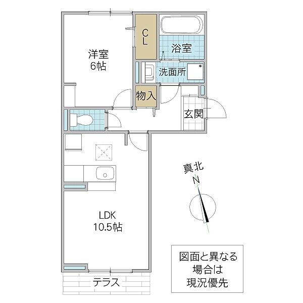 エースコート III 103号室｜茨城県ひたちなか市大字東石川(賃貸アパート1LDK・1階・42.63㎡)の写真 その2