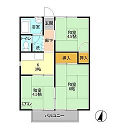 コーポ冨田 I 2階3Kの間取り