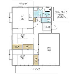 SENBA TERRACE 2 1階3DKの間取り