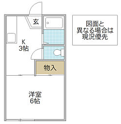 フラットこなんA棟 1Kの間取図画像