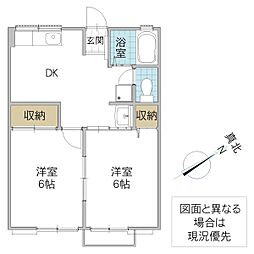 マルマツハウス 101号室 1階2DKの間取り