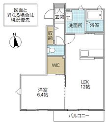 ブランエール I 1階1LDKの間取り